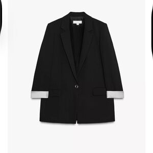 Zara Black Blazer with White Accents